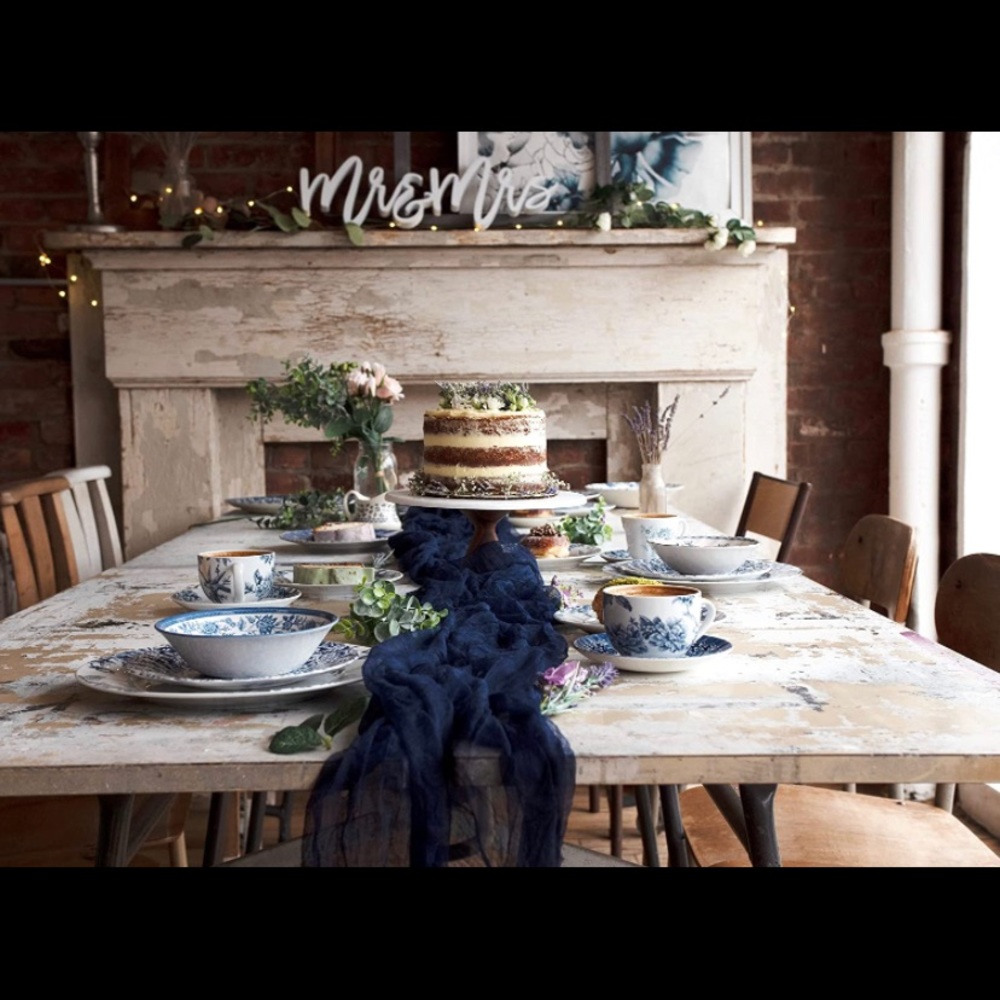 Wedding Dining Tablecloth Cheesecloth Table Runner 25" x 16ft - Navy Blue ~ New